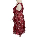 Alamour the Label Annabell Cutout Floral Sheer Floaty Mini Dress Red Size XS Photo 7