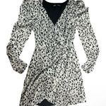 ZARA  Plunge Long Sleeve White Leopard Print‎ Wrap Dress XS Photo 3
