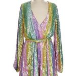 Show Me Your Mumu Wear Me Out Dress In Rainbow Stripe Sequins S Photo 6