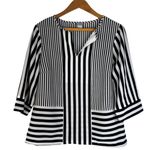 Chico's Striped Bold Vneck Blouse Statement Mixed Stripes Casual Dressy SZ 1/8-10 Photo 0