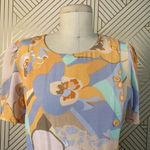 ZARA Dress Allover Floral Print Retro Button Pastel Multicolor Size Medium Photo 3