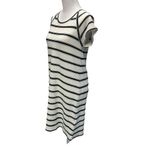 Max Studio Kassadi Striped Textured Knit Dress Size M White Black Short Sleeve Photo 3