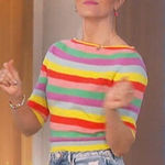 Etro Cashmere Stripe Multi Colored Cropped Boat Neck Stripe Sweater Yellow Photo 0