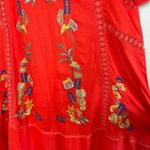 Brass & Roe Orange Short Sleeve Boho Floral Embroidered Crochet Trim Dress sm Photo 5