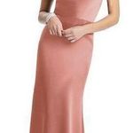 Dessy Collection Cowl Neck Criss Cross Back Satin Maxi Slip Dress 3056 size 6R Pink Photo 0