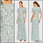 Mac Duggal  93932 Blue Flutter Sleeve Sequin High Neck Gown Dress Photo 2