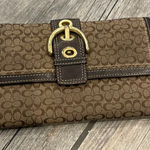 Coach  Brown Monogram Wallet with Gold Buckle Photo 0