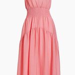 Vince Sleeveless V-Neck Smocked Ruched Midi Dress Rosetta Pink Pockets Sz S Photo 1