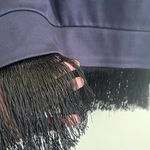 J.Crew  Fringe Gem Crewneck Sweater Navy Black Fringe XS Photo 6