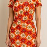 American Vintage vintage Y2K 2000s retro Daisy Orange and pink floral mini dress mini large Photo 4