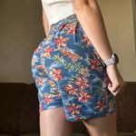 Erika Vintage 90s Blue Tropical Elastic Waist Shorts Size S/M Retro Photo 3