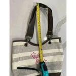Thirty One Spring Summer Purse Paper Weave Shoulder Bag Brown Ivory Stripe 31 Photo 1