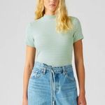 Levi's Women’s Levi’s Effortless Short Sleeve Striped Green Women's Top Size XL NWT Photo 0