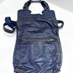 Lucky Brand Leather Abbey Road Crossbody Foldover Convertible Messenger Ink Blue Photo 4