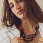 Free People Oceanfront Layered Necklace in Black NWT Bohemian Beach Beaded Photo 10