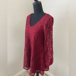 Jodi Kristopher  Size Small Maroon Lace long Sleeve Romper Photo 7