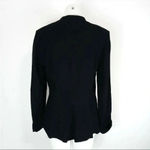 Greylin Graylin Black Crepe Two Button Peplum Blazer with Striped Lining - Size large Photo 4