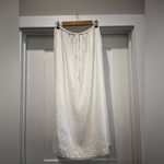 J.Jill White 100% Linen Embroidered Eyelet Costal Summer Maxi Skirt Size Medium Photo 2
