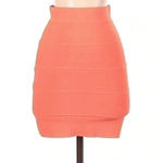 BCBGMAXAZRIA  TANGELO ORANGE Coral SIMONE TEXTURED Pencil SKIRT Size Small Photo 3