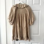 ZARA  NWT Beige Tan Peter Pan Embroidered Floral Collar Mini Dress New Medium Photo 8