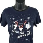 J. Crew Apres Ski After Ski Time Drinks Party Short Sleeve T Navy Women’s S Blue Photo 0
