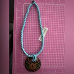 Lucky Brand  Handcrafted Blue Beaded Necklace with Floral Pendant lightweight 18” Photo 1