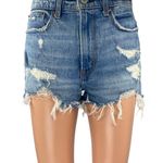 Abercrombie & Fitch Blue Distressed Frayed High Waist Denim Jeans Mom Shorts 25 Photo 0