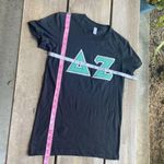 American Apparel Womens Tee Size Medium Delta Zeta Teal Silver Chevron Black Top Photo 5