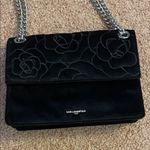 Karl Lagerfeld  Black Velvet Rose Pattern Shoulder Bag Photo 2