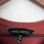 Ming Wang  Button Detail Contrast Trim Soft Knit Dress Auburn Brown Black chain M Photo 3