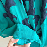 Miss Sixty Teal and Navy Blue Silk Gown Maxi Floral Dress, Size 4 Photo 8