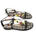 Antonio Melani Loola Beaded Leather Ankle Wrap Sandals Size 6.5 Photo 2