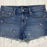 Gap  Denim Embroidered Flower Jean Shorts Size 28 Photo 0