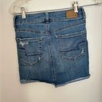 American Eagle distressed denim hi rise mini skirt size 0 92% cotton Photo 5