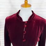Vintage Eva Tralala Paris Stretch Velvet Button Front Duster Jacket Red Small Photo 4