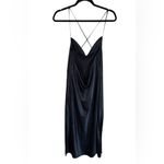 Divided H & M  Elegant Black Satin Slip Dress. Draped Neck, Open Back. Size Small Photo 2