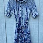 Peter Som ‎ Blue Combo Tie Dye Shirt Dress Short Sleeve Casual Size 4 Photo 0