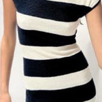 ZARA  Navy Blue White Striped High Neck Mini Bodycon Short Sleeve Dress Small Photo 0