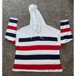 Workshop Republic Clothing Workshop Women's Red/White/Blue Long Sleeve Hooded Long Sleeve shirt size XL Photo 0