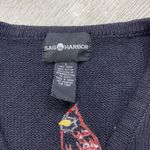 Vintage Sag Harbor Floral Embroidered Grannycore Robin Cardigan Vest Sz Large Blue Photo 1