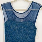 Free People Mini Dress in Blue w/Gold Metallic Floral Pattern Net @Neckline-Sz M Photo 3