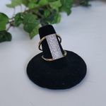 Gold and Crystal Double Band Adjustable Ring Photo 0