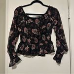 Patrons of Peace  black floral crop top size M Photo 3