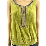 st. john's bay St. John’s Bay (L) Green Sleeveless Beaded Boho Peasant Blouse Top Photo 0