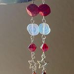Handmade y2k Kawaii funky grunge style Czech glass beads & star dangle earrings 🎲🖤 Photo 2