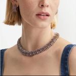 Oscar de la Renta NWOT  Gold and Blue Mesh Necklace Photo 1