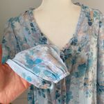 Zac & Rachel Three Quarter Sleeve Loose Shirt Spring Summer Blouse Coastal Sz M Blue Size M Photo 4