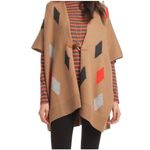 Trina Turk Hadlee Merino Wool Diamond Print Poncho Cape Sweater Size XS Photo 1