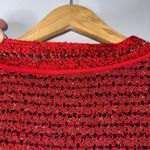 Misook  Cardigan Womens XL Petite Red Sweater Open Jacket Holiday Gold Tweed‎ Photo 4