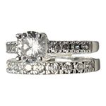 Solitaire Engagement Wedding Ring Set 2 Cz Solitaire Eternity Band Silver Size 5 Photo 7